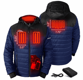 ActionHeat Denver Broncos 5V Men's Colorblock Puffer Battery Heated Jacket