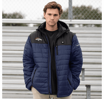 ActionHeat Denver Broncos 5V Men's Colorblock Puffer Battery Heated Jacket