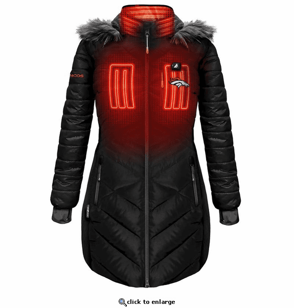 ActionHeat Denver Broncos 5V Women's Long Puffer Battery Heated Jacket