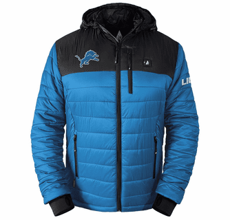 ActionHeat Detroit Lions 5V Men's Colorblock Puffer Battery Heated Jacket