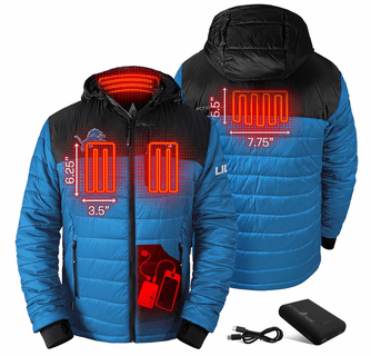 ActionHeat Detroit Lions 5V Men's Colorblock Puffer Battery Heated Jacket