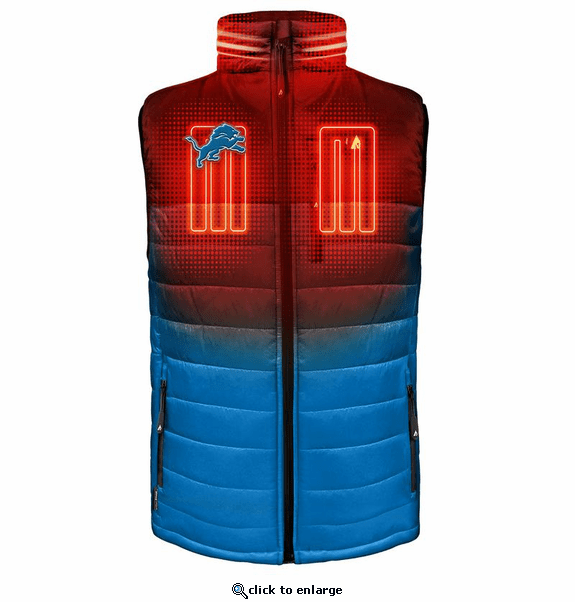 ActionHeat Detroit Lions 5V Men's Colorblock Puffer Battery Heated Vest