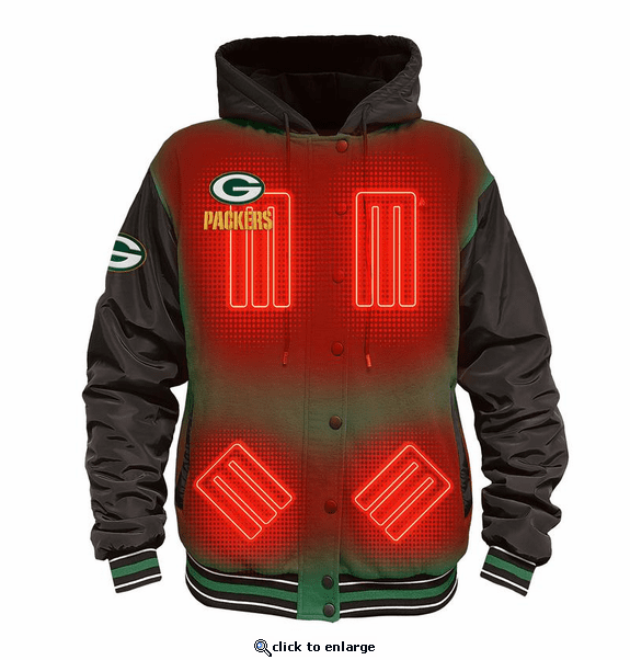 ActionHeat Green Bay Packers 5V Battery Heated Varsity Jacket