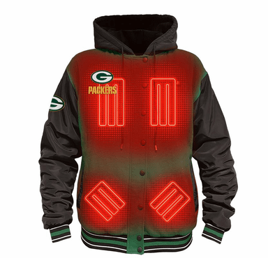 ActionHeat Green Bay Packers 5V Battery Heated Varsity Jacket