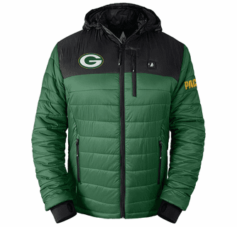 ActionHeat Green Bay Packers 5V Men's Colorblock Puffer Battery Heated Jacket