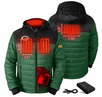 ActionHeat Green Bay Packers 5V Men's Colorblock Puffer Battery Heated Jacket