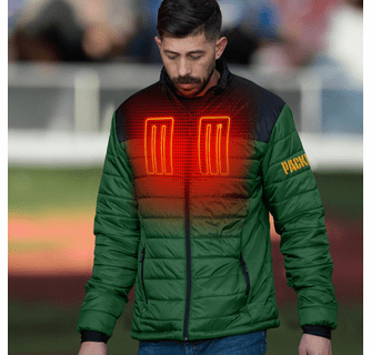 ActionHeat Green Bay Packers 5V Men's Colorblock Puffer Battery Heated Jacket