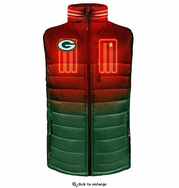 ActionHeat Green Bay Packers 5V Men's Colorblock Puffer Battery Heated Vest