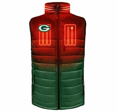ActionHeat Green Bay Packers 5V Men's Colorblock Puffer Battery Heated Vest