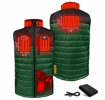 ActionHeat Green Bay Packers 5V Men's Colorblock Puffer Battery Heated Vest