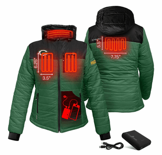 ActionHeat Green Bay Packers 5V Women's Colorblock Puffer Battery Heated Jacket