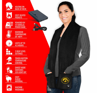 ActionHeat Iowa Hawkeyes 5V Battery Heated Scarf