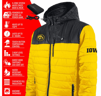 ActionHeat Iowa Hawkeyes 5V Men's Colorblock Puffer Battery Heated Jacket