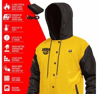 ActionHeat Iowa Hawkeyes 5V Men's Varsity Battery Heated Jacket