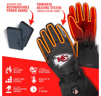 ActionHeat Kansas City Chiefs 5V Battery Heated Gloves