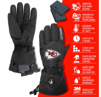 ActionHeat Kansas City Chiefs 5V Battery Heated Gloves