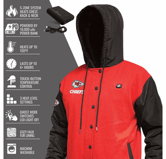 ActionHeat Kansas City Chiefs 5V Battery Heated Varsity Jacket