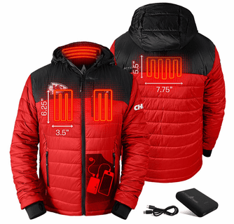 ActionHeat Kansas City Chiefs 5V Men's Colorblock Puffer Battery Heated Jacket