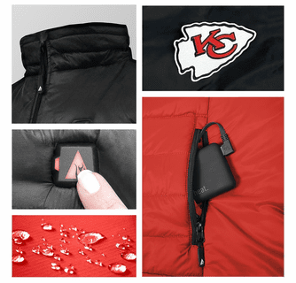 ActionHeat Kansas City Chiefs 5V Men's Colorblock Puffer Battery Heated Vest