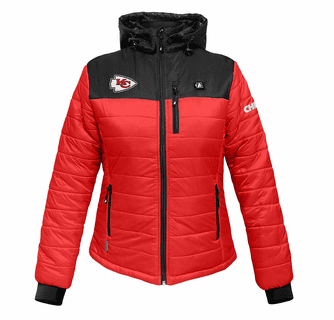 ActionHeat Kansas City Chiefs 5V Women's Colorblock Puffer Battery Heated Jacket