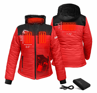 ActionHeat Kansas City Chiefs 5V Women's Colorblock Puffer Battery Heated Jacket