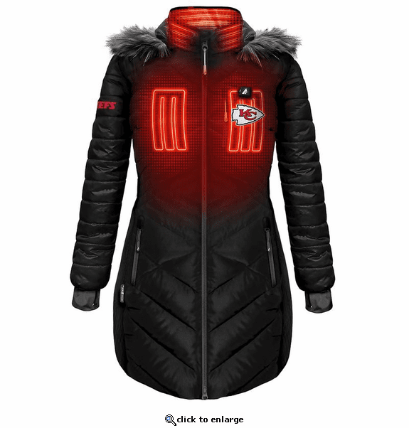 ActionHeat Kansas City Chiefs 5V Women's Long Puffer Battery Heated Jacket