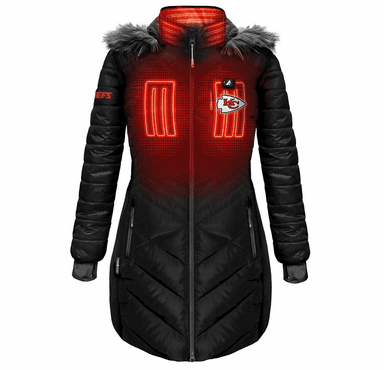 ActionHeat Kansas City Chiefs 5V Women's Long Puffer Battery Heated Jacket