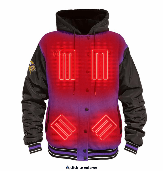 ActionHeat Minnesota Vikings 5V Battery Heated Varsity Jacket