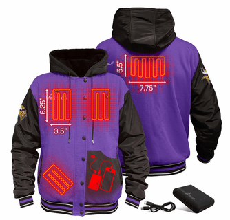 ActionHeat Minnesota Vikings 5V Battery Heated Varsity Jacket
