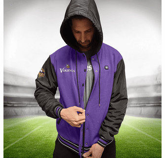 ActionHeat Minnesota Vikings 5V Battery Heated Varsity Jacket