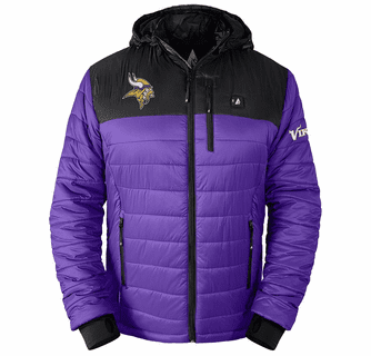 ActionHeat Minnesota Vikings 5V Men's Colorblock Puffer Battery Heated Jacket