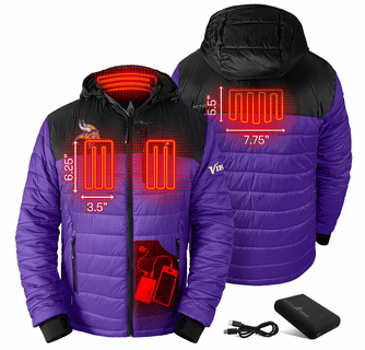 ActionHeat Minnesota Vikings 5V Men's Colorblock Puffer Battery Heated Jacket