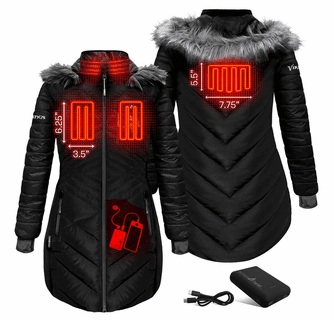 ActionHeat Minnesota Vikings 5V Women's Long Puffer Battery Heated Jacket