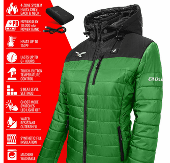 ActionHeat Philadelphia Eagles 5V Women's Colorblock Puffer Battery Heated Jacket