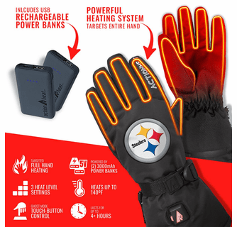 ActionHeat Pittsburgh Steelers 5V Battery Heated Gloves