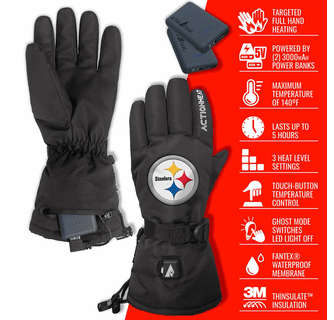 ActionHeat Pittsburgh Steelers 5V Battery Heated Gloves