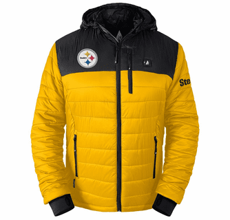 ActionHeat Pittsburgh Steelers 5V Men's Colorblock Puffer Battery Heated Jacket