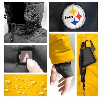 ActionHeat Pittsburgh Steelers 5V Men's Colorblock Puffer Battery Heated Jacket