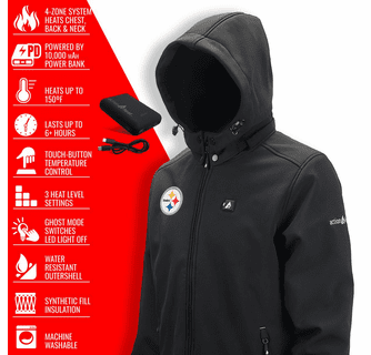 ActionHeat Pittsburgh Steelers 5V Men's Softshell Battery Heated Jacket
