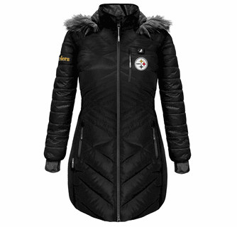ActionHeat Pittsburgh Steelers 5V Women's Long Puffer Battery Heated Jacket