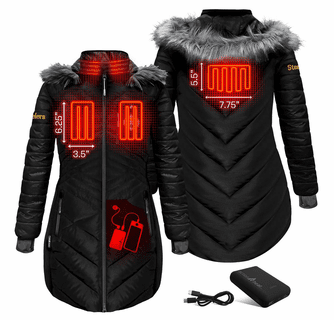 ActionHeat Pittsburgh Steelers 5V Women's Long Puffer Battery Heated Jacket