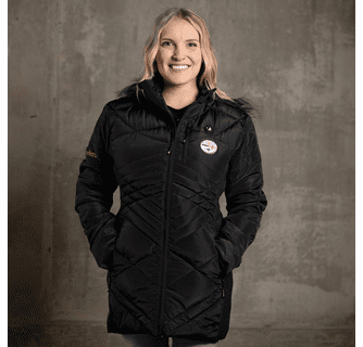 ActionHeat Pittsburgh Steelers 5V Women's Long Puffer Battery Heated Jacket