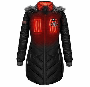 ActionHeat San Francisco 49ers 5V Women's Long Puffer Battery Heated Jacket
