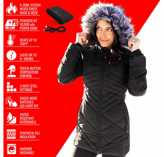 ActionHeat San Francisco 49ers 5V Women's Long Puffer Battery Heated Jacket