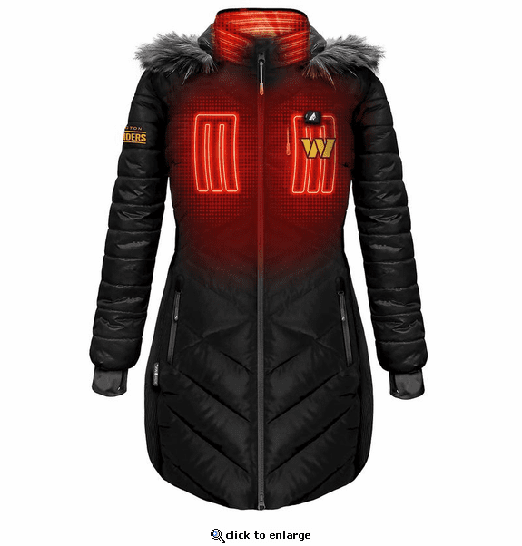ActionHeat Washington Commanders 5V Women's Long Puffer Battery Heated Jacket