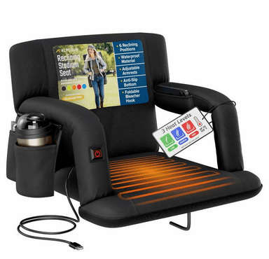 Alpcour Reclining Heated Stadium Seat with Armrests - Wide