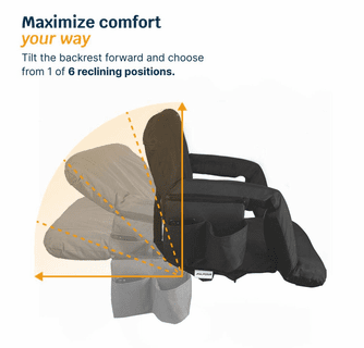 Alpcour Reclining Stadium Seat with Armrests and Side Pockets - X-Wide