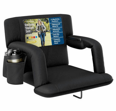 Alpcour Reclining Stadium Seat with Armrests and Side Pockets - X-Wide