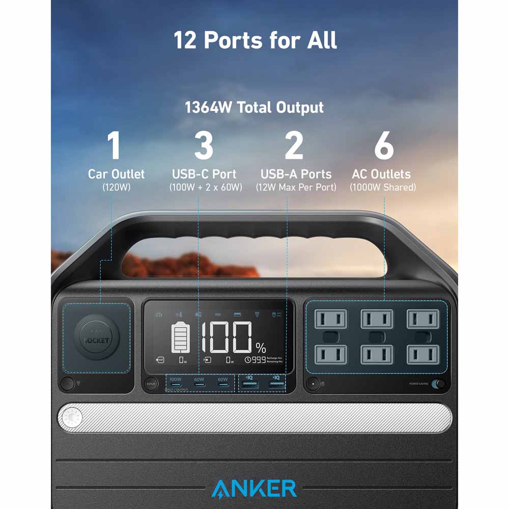 Anker Solar Generator 555 PowerHouse 1024Wh with 2 x 100W Solar