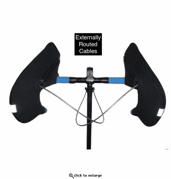 Bar Mitts Externally Routed Cables Road Pogie Handlebar Mittens Extreme - Large Black